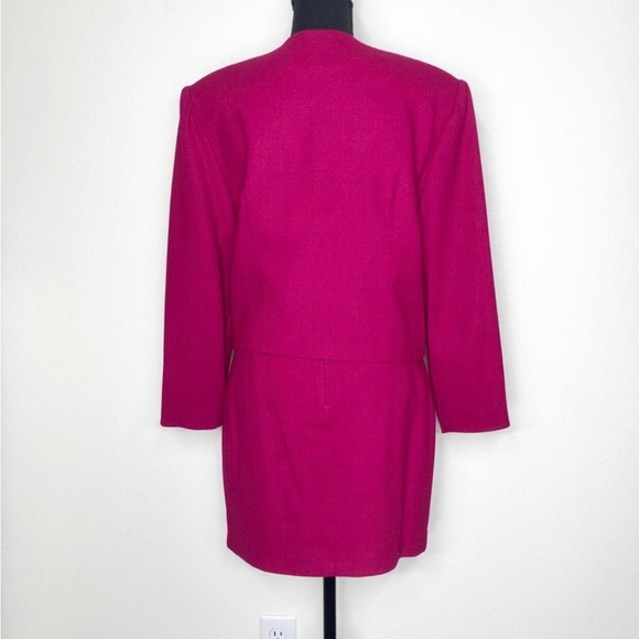 Women’s 2-Piece Raspberry Red Career Skirt Suit Set - Petites - Picture 5 of 8